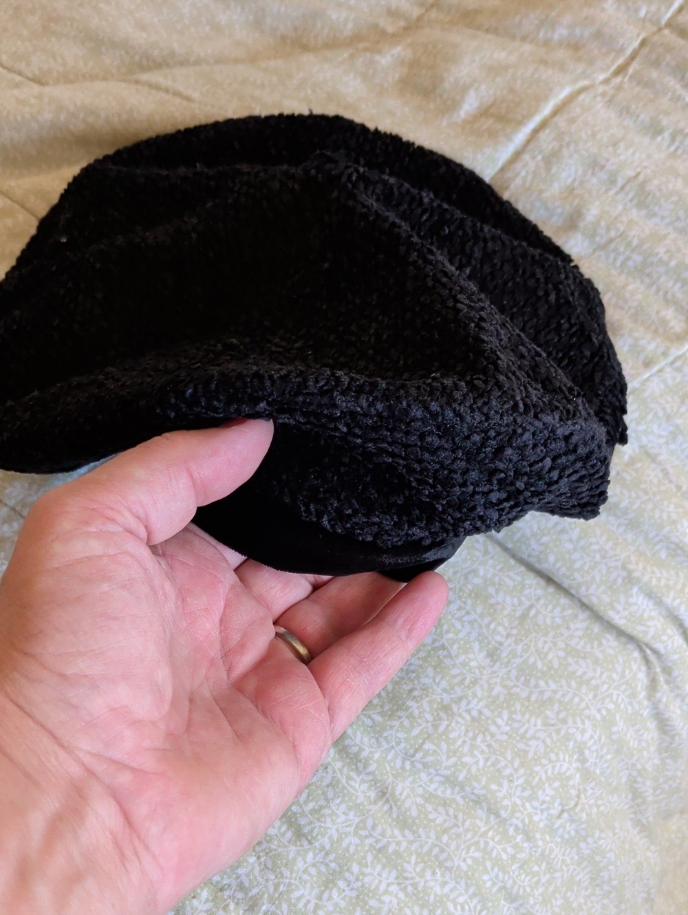 Women’s Black Textured Baker Boy Hat